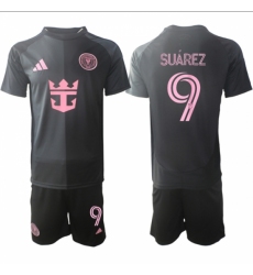 Men Inter Miami CF 9 Luis Surez 2025 Black Away Soccer Jersey Suit