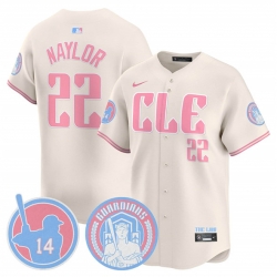 Men Cleveland Guardians 22 Josh Naylor Cream Bubblegum Pink 2025 Vapor Limited Stitched Baseball Jersey