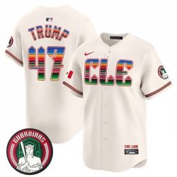 Men Cleveland Guardians 47 Donald Trump Cream Mexico Vapor Premier Limited Stitched Baseball Jersey