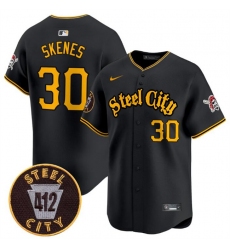 Youth Pittsburgh Pirates Team Big Logo Black 412 Patch Vapor Premier Limited Stitched Baseball Jersey