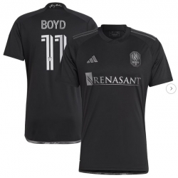 Mens Nashville SC Tyler Boyd adidas Black 2024 Man In Black Kit Replica Player Jersey