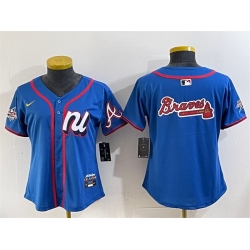 Women National League Atlanta Braves Team Big Logo Blue 2025 All Star Edition Limited Stitched Baseball Jersey 