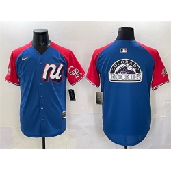 Men National League Colorado Rockies Team Big Logo Blue Red Alternate 2025 All Star Edition Limited Stitched Baseball Jersey