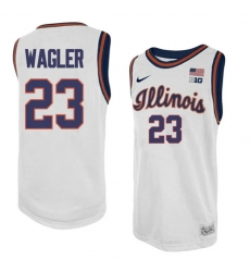 Men's #23 Keaton Wagler Illinois Fighting Illini College Basketball Jersey White Men's #23 Keaton Wagler Illinois Fighting Illini College Basketball Jersey White