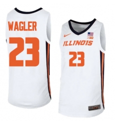 Men's #23 Keaton Wagler Illinois Fighting Illini College Basketball Jersey White Alternate Men's #23 Keaton Wagler Illinois Fighting Illini College Basketball Jersey White Alternate