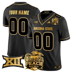Men Women Youth Arizona State Sun Devils 2025 Peach Bowl Gold Vapor Limited Custom Jersey V2 All Stitched Black Gold