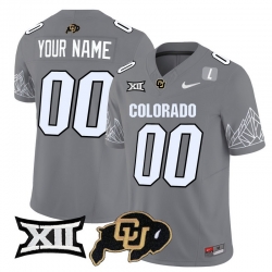 Men Women Youth Colorado Buffaloes Gray Vapor Limited Custom Jersey V2 Big 12 XII Patch All Stitched Light Gray Patch