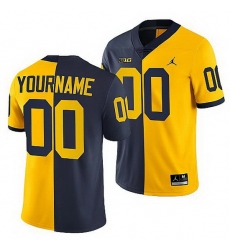 Michigan Wolverines 2021 22 Custom Navy Maize Split Edition College Football Jersey Michigan Wolverines 2021 22 Custom Navy Maize Split Edition College Football Jersey