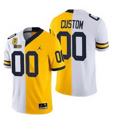 Michigan Wolverines Custom White Maize Tm 42 Patch Split Limited Edition Jersey Michigan Wolverines Custom White Maize Tm 42 Patch Split Limited Edition Jersey