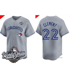 Men Toronto Blue Jays 22 Ernie Clement Gray Cool Base Stitched Baseball Jersey Men Toronto Blue Jays 22 Ernie Clement Gray Cool Base Stitched Baseball Jersey