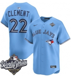 Men Toronto Blue Jays 22 Ernie Clement Light Blue Cool Base Stitched Baseball Jersey Men Toronto Blue Jays 22 Ernie Clement Light Blue Cool Base Stitched Baseball Jersey