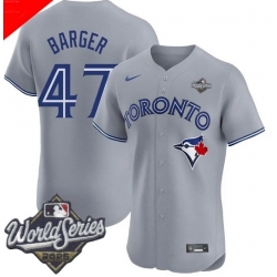 Men Toronto Blue Jays 47 Addison Barger Cool Base Stitched Baseball Jersey Gray
