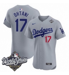 Men Los Angeles Dodgers 17 Shohei Ohtani 2025 World Series Cool Base Stitched Baseball Jersey Gray Men Los Angeles Dodgers 17 Shohei Ohtani 2025 World Series Cool Base Stitched Baseball Jersey Gray