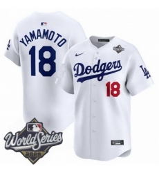 Men Los Angeles Dodgers 18 Yoshinobu Yamamoto 2025 World Series Cool Base Stitched Baseball Jersey White Men Los Angeles Dodgers 18 Yoshinobu Yamamoto 2025 World Series Cool Base Stitched Baseball Jersey White