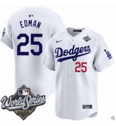 Men Los Angeles Dodgers 25 Tommy Edman 2025 World Series Cool Base Stitched Baseball Jersey White Men Los Angeles Dodgers 25 Tommy Edman 2025 World Series Cool Base Stitched Baseball Jersey White