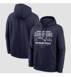 Men New England Patriots Navy 2025 AFC Champions Team Nation Hoodie