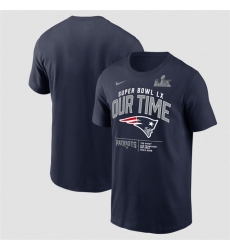 Men New England Patriots New England Patriots Navy 2025 Super Bowl LX Clear Sign T Shirt