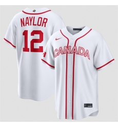Men Canada Baseball  12 Josh Naylor White 2026 World Baseball Classic Home Stadium Stitched Jersey
