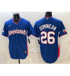 Men Dominican Republic Baseball 26 Dominican Royal 2026 World Baseball Classic Road Stadium Stitched Jersey Men Dominican Republic Baseball 26 Dominican Royal 2026 World Baseball Classic Road Stadium Stitched Jersey