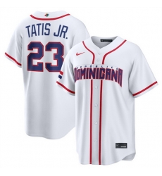 Men Dominican Republic Baseball  Fernando Tatis Jr  White 2026 World Baseball Classic Home Stadium Stitched Jersey