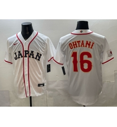 Men Japan Baseball 16 Shohei Ohtani White 2026 World Baseball Classic Home Stadium Stitched Jersey Men Japan Baseball 16 Shohei Ohtani White 2026 World Baseball Classic Home Stadium Stitched Jersey