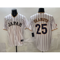 Men Japan Baseball  25 Kazuma Okamoto White 2026 World Baseball Classic Home Stadium Stitched Jersey