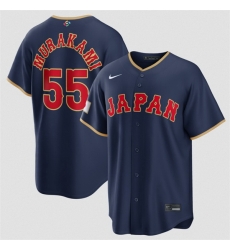 Men Japan Baseball  55 Munetaka Murakami Navy 2026 World Baseball Classic Road Stadium Stitched Jersey
