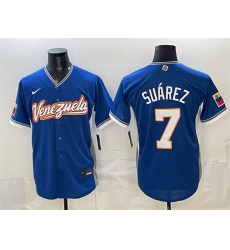 Men Venezuela Baseball 7 Eugenio Suarez Royal 2026 World Baseball Classic Road Stadium Stitched Jersey Men Venezuela Baseball 7 Eugenio Suarez Royal 2026 World Baseball Classic Road Stadium Stitched Jersey