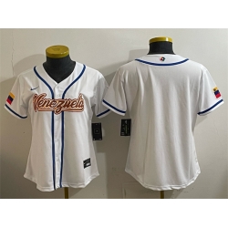 Women Venezuela Baseball Blank White 2026 World Baseball Classic Home Stadium Stitched Baseball Jersey Run Small 