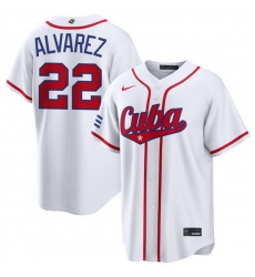 Men Cuba Baseball 22 Frank Alvarez White 2026 World Baseball Classic Home Stadium Stitched Jersey Men Cuba Baseball 22 Frank Alvarez White 2026 World Baseball Classic Home Stadium Stitched Jersey